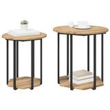 Side Table Set with Shelf 2 pcs Brown 869719