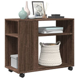 Side Table with Wheels Brown Oak 70x35x60 cm Engineered Wood 853152