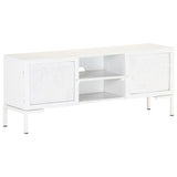 TV Cabinet White 115x30x46 cm Solid Mango Wood 323580