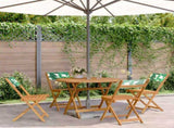 5 Piece Garden Dining Set Leaf Pattern Fabric and Solid Wood 3281776