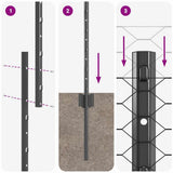 Welded Wire Fence 10 x 1.6 m PVC-Coated Steel Grey Mesh 3336837