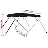 ZNTS 4-bow Bimini Top Black 236x199x135 cm 94811