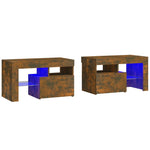 ZNTS Bedside Cabinets 2 pcs with LED Lights Smoked Oak 70x36.5x 40 cm 3152775