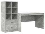 Desk with Drawer 2 pcs Concrete Grey 3337372