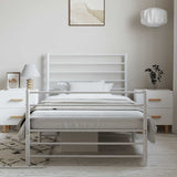 Metal Bed Frame without Mattress with Footboard White 100x190cm 352380