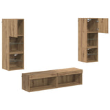 TV Wall Unit Wall-mounted 6 pcs Artisan Oak Engineered Wood 3402930