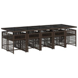 11 Piece Garden Dining Set with Cushions Brown Poly Rattan 3211653