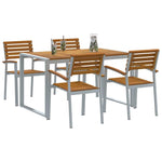 Garden Dining Set 5 pcs Grey and brown Solid acacia wood 3284359