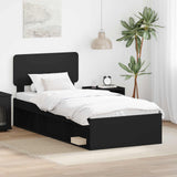Bed Frame with Headboard Black 90 x 190 cm Solid Pine Wood 3412133