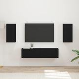 TV Cabinet Set 4 pcs Black Engineered Wood 3409151