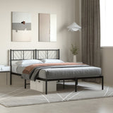Metal Bed Frame without Mattress with Headboard Black 140x200cm 372180