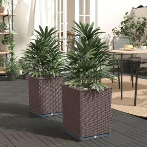 ZNTS Planters 2 pcs Brown 30x30x37 cm Polypropylene 364184
