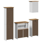 4 Piece Bathroom Furniture Set BODO White and Brown Solid Wood Pine 3307651