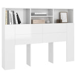 ZNTS Headboard Cabinet High Gloss White 140x19x103.5 cm 811868
