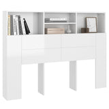 ZNTS Headboard Cabinet High Gloss White 140x19x103.5 cm 811868