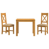 Dining Set 3 pcs Beige Solid Oak Wood 3430327