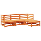 Garden Sofa Set Wax Brown Solid Pine Wood 4 Piece Set Modular 3299378