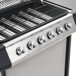 Gas BBQ Grill with 6 Cooking Zones Stainless Steel Silver 44286