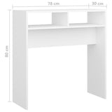808296 Console Table White 78x30x80 cm Engineered Wood