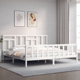 Bed Frame without Mattress White 200x200 cm Solid Wood Pine 3193162