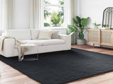 Anti-Slip Faux Rabbit Fur Rug OLITE Black 240 x 240 cm 42021732