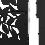 Garden Gate Black 100x100 cm Steel Leaf Design 4100959