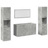 4 Piece Bathroom Furniture Set Concrete Grey Engineered Wood 3324875