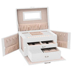 ZNTS Jewellery Box 3-Layer with Mirror Lockable White 26x18x17.5 cm 4103558