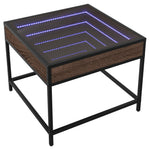 ZNTS Coffee Table with Infinity LED Brown Oak 50x50x41 cm 847681