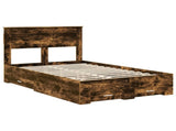 Bed Frame with Drawer Smoked Oak 120 x 200 cm Engineered Wood 3410015