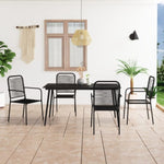 ZNTS 5 Piece Garden Dining Set Cotton Rope and Steel Black 3058279