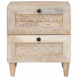 Bedside Cabinet Beige 40 x 33 x 46 cm Solid Acacia wood 4018114