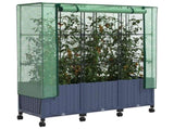 Garden Planter with Greenhouse Cover&Wheels 3 pcs Blue Grey PP 3423068