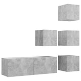5 Piece TV Cabinet Set Concrete Grey Engineered Wood 3079142