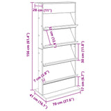 Magazine Rack Grey Sonoma 70 x 41 x 156 cm Engineered Wood 899524