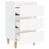 Bed Cabinet White Engineered wood, Solid eucalyptus wood 805887