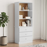 ZNTS Bookcase with Drawers ALTA White 60x35x142 cm Solid Wood Pine 353952