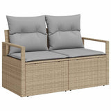 Garden Sofa with Cushion Beige 120 x 62 x 69cm Poly Rattan 42006765