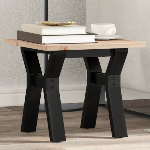 ZNTS Coffee Table Y-Frame 40x40x35 cm Solid Wood Pine and Steel 3282702