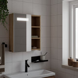 Bathroom Mirror Cabinet with LED Light Oak 45x13x52 cm 357968