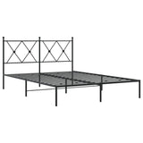 Metal Bed Frame without Mattress with Headboard Black 140x190cm 376502