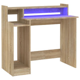 Desk with LED Lights Sonoma Oak 97x45x90 cm Engineered Wood 805555