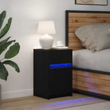 LED Bedside Cabinet Black oak 38 x 34 x 61 cm Engineered wood 874147