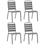 310155 Outdoor Chairs 4 pcs Slatted Design Steel Dark Grey