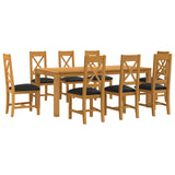 Dining Set 9 pcs Black Solid Oak Wood 3430418