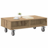 Side Table with Wheels Artisan Oak 90 x 50 x 30 cm 891023