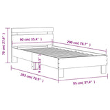 Bed Frame without Mattress with Headboard Smoked Oak 90x200 cm 838537