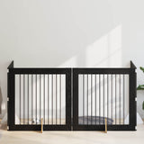 Dog Gate with Stands 4 pcs Black Oak 100 x 100 cm 892031