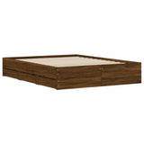 Bed Frame with Drawers without Mattress Brown Oak 150x200 cm King Size 3207272