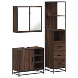 3 Piece Bathroom Furniture Set Brown Oak Engineered Wood 3301149